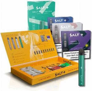 Salt Plus 3+1 Aktion - Akkuträger Aquamarine + Pods Blueberry Raspberry, Strawberry Lychee, Grape Paradise