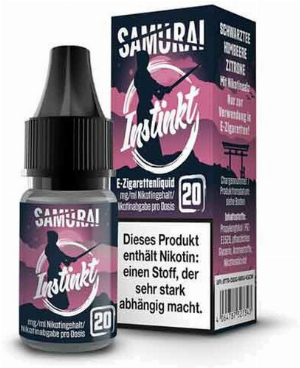 Samurai Instinkt Schwarztee Himbeere Zitrone Nikotinsalz Liquid 10ml 20mg