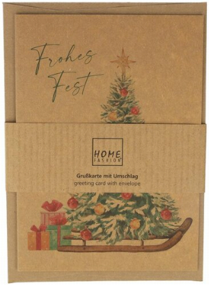 Schlitten und Baum Grußkarte 16,5 x 10,5cm