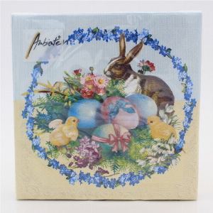 Serviette Hasen und Blumen