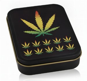 Set Metallpfeife, Grinder und Siebe in Blechdose