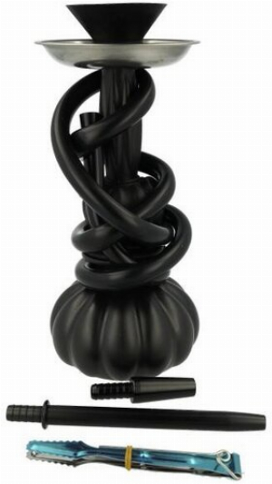 Sili schwarz Wasserpfeife mit 1 Anschluss 24 cm