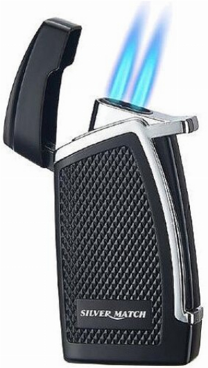 Silver Match Double Jetflame Schwarz