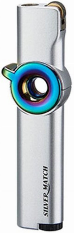 Silver Match Feuerzeug Dublin Reibrad Jet-Flame silber-regenbogenfarben