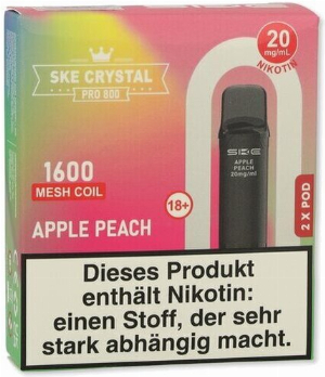 SKE Crystal Pro 800 Pods Apple Peach 2x2ml 20mg