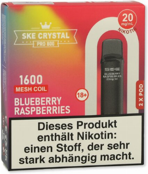 SKE Crystal Pro 800 Pods Blueberry Raspberries 2x2ml 20mg