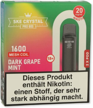 SKE Crystal Pro 800 Pods Dark Grape Mint 2x2ml 20mg