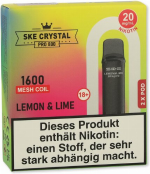 SKE Crystal Pro 800 Pods Lemon & Lime 2x2ml 20mg