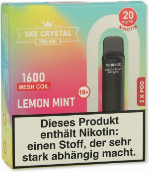 SKE Crystal Pro 800 Pods Lemon Mint 2x2ml 20mg