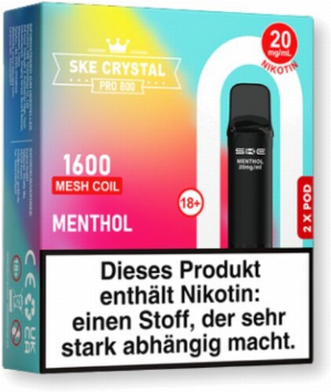 SKE Crystal Pro 800 Pods Menthol 2x2ml 20mg