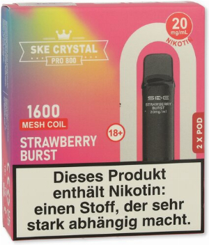 SKE Crystal Pro 800 Pods Strawberry Burst 2x2ml 20mg