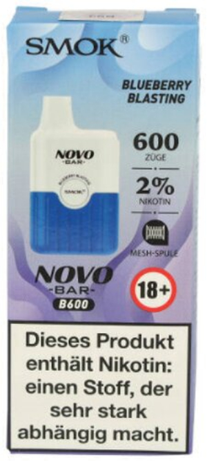 Smok Novo Bar B600 Blueberry Blasting Einweg E-Zigarette 20mg