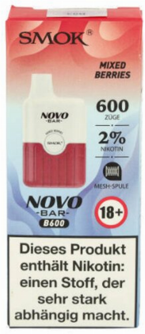 Smok Novo Bar B600 Mixed Berries Einweg E-Zigarette 20mg