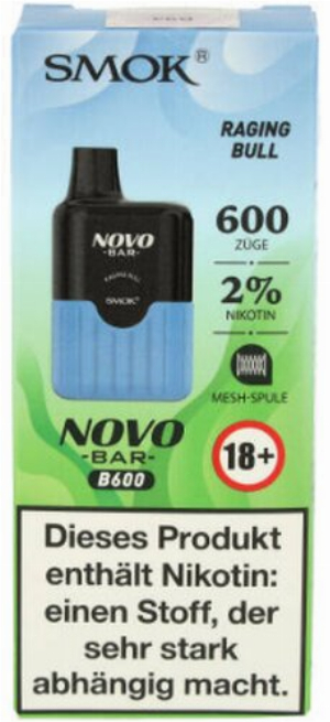 Smok Novo Bar B600 Raging Bull Einweg E-Zigarette 20mg