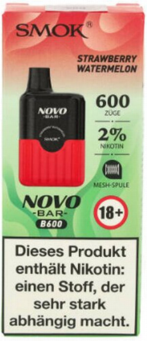 Smok Novo Bar B600 Strawberry Watermelon Einweg E-Zigarette 20mg
