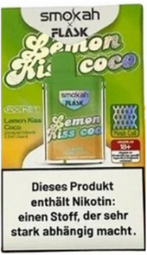 Smokah x Flask Pocket Einweg E-Zigarette Lemon Kiss Coco 20mg