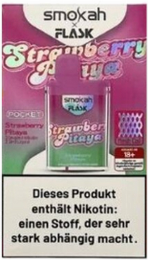 Smokah x Flask Pocket Einweg E-Zigarette Strawberry Pitaya 20mg