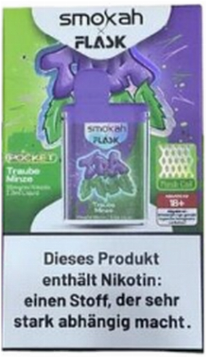 Smokah x Flask Pocket Einweg E-Zigarette Tra Min (Traube Minze) 20mg