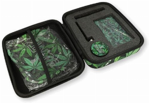 SMOKE WEED Geschenkset mit Glaspfeife, Rolltablet, Grinder, Waage, Cone Holder und Siebe 
