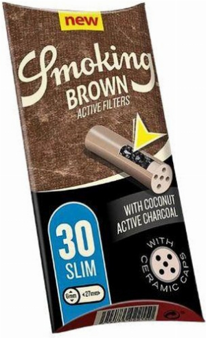 Smoking Brown  Slim Aktivkohle Filter 6mm 30 Stk.