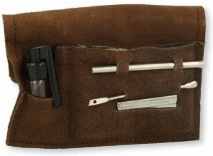 Snuf Set Nickel Finish Large Dunkelbraun