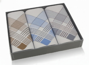 Stuco Jörg 3er Set Schnupftücher Weiß Braun / Weiß Blau / Weiß Grau Kariert
