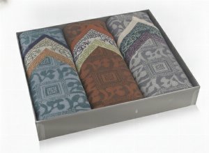 Stuco Yvan 3er Set Schnupftücher Grau / Braun / Blau
