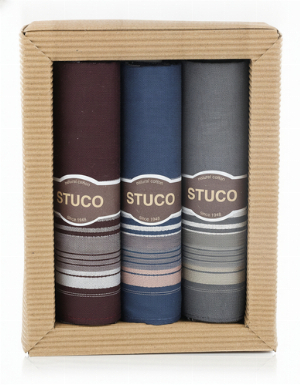 Stuco Zigarre 3er Set Schnupftücher Rot / Blau / Grau