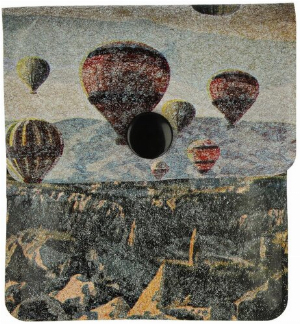 Taschenascher, Ballone fliegen über Berge aus Recyclingmaterial  innen mit Folie, mit Druckknopf