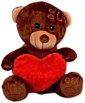 Teddybär mit Herz dunkelbraun kuschelig weich