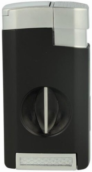 Tycoon Excalibur Black/Chrom Zigarrenfeuerzeug 3er Jetflame mit V-Cutter