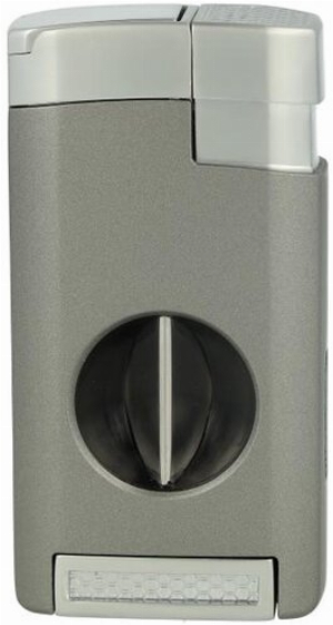 Tycoon Excalibur Grey/Chrom Zigarrenfeuerzeug 3er Jetflame mit V-Cutter