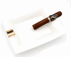 Tycoon Zigarrenascher Keramik 2 Ablagen weiß-gold