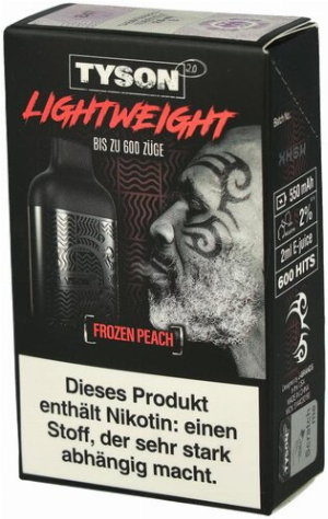 Tyson 2.0 Lightweight Frozen Peach 20mg Einweg E-Zigarette
