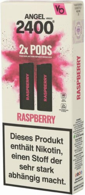 Vapes Bars Angel 2400 Raspberry Pods 2x2ml 20mg