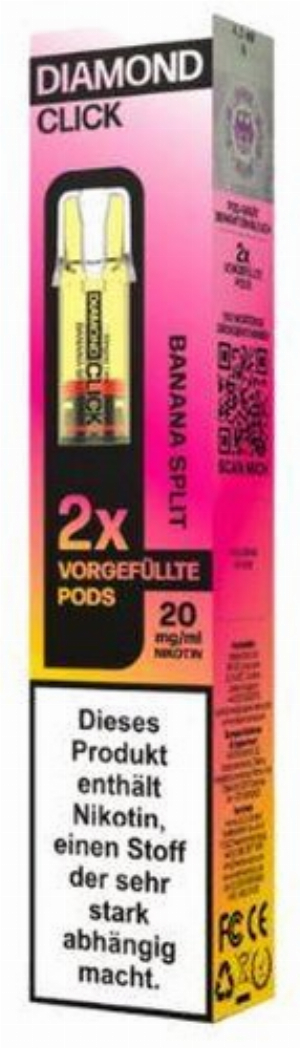 Vapes Bars Diamond Click Banana Split Prefilled Pod 2x2ml 20mg