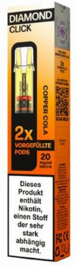 Vapes Bars Diamond Click Copper Cola Prefilled Pod 2x2ml 20mg
