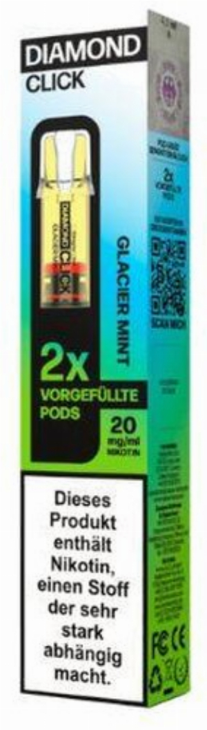 Vapes Bars Diamond Click Glacier Mint Prefilled Pod 2x2ml 20mg