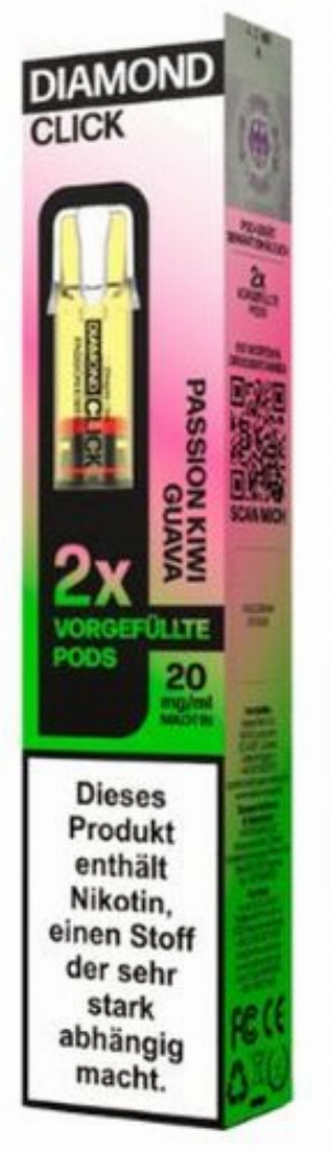 Vapes Bars Diamond Click Passion Kiwi Guava Prefilled Pod 2x2ml 20mg