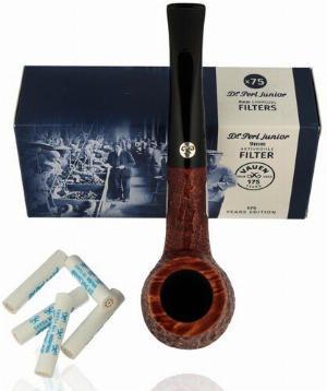 Vauen Pfeife Jubiläumsedition 175 Years JU572 Braun Sandgestrahlt mit Sterling-Silber-Emblem mit Filter im Schmuckkarton