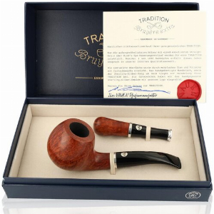 Vauen Pfeife Tradition Weißpunktqualität Bruyere extra Braun Glatt 042 mit Pfeifenstopfer und Zertifikat