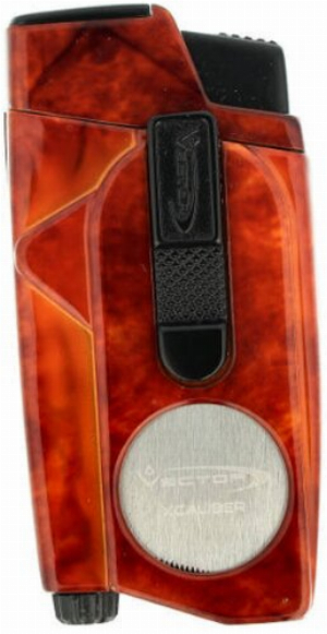 Vector Xcaliber 2er Jetflame Feuerzeug Mahogany Marble Lacquer