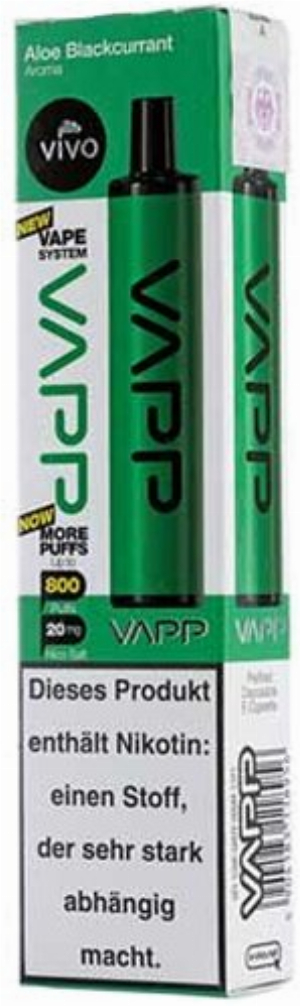Vivo Vapp Aloe Blackcurrant Einweg E-Zigarette 20mg