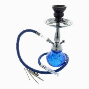 Wasserpfeife mit 1 Anschluss 24 cm Blau