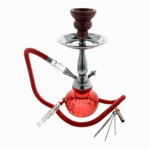 Wasserpfeife mit 1 Anschluss 24 cm Rot