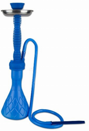 Wasserpfeife Silikon blau 1 Anschluss 47 cm