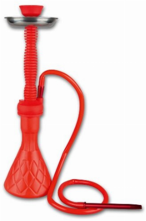Wasserpfeife Silikon rot 1 Anschluss 47 cm