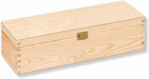 Weinkiste aus Holz für 1 Flasche mit Scharnierdeckel