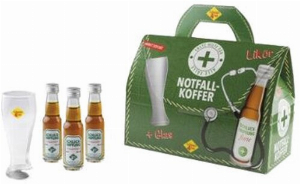 Weisenbach Notfall-Koffer 30% Vol. 3x20ml Liköre mit Miniatur Weizenbierglas