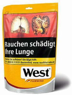 West Yellow 90g Zigaretten Tabak mit Volumen Zip-Beutel